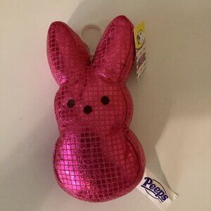 Peeps Disco Bunny Hot Pink Plush With White Clasp, Approx 6 Inches New With Tags